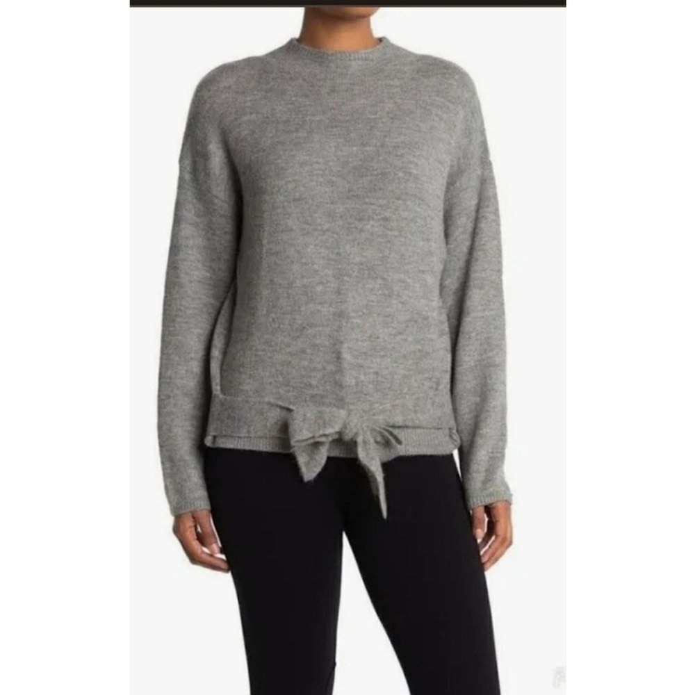 NWT Wayf Soft Sweaters Ways tie Waist heather Gray Sweater Sz M NEW 4252